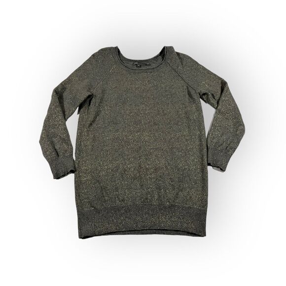 Vince Sweaters - Vince Womens Pullover Oversized Crew Neck Gold Glitter Sweater Gray Cashmere S